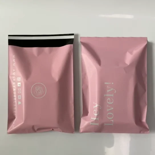 custom light pink shiny color plastic mailing bag factory wholesale poly shipping envelope packaging for clothing