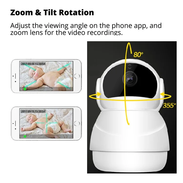 Factory Cute Snowman Style Auto IR-CUT Night Vision Motion Detection APP Remote Control Full HD 1080P WiFi Camera Baby Monitor