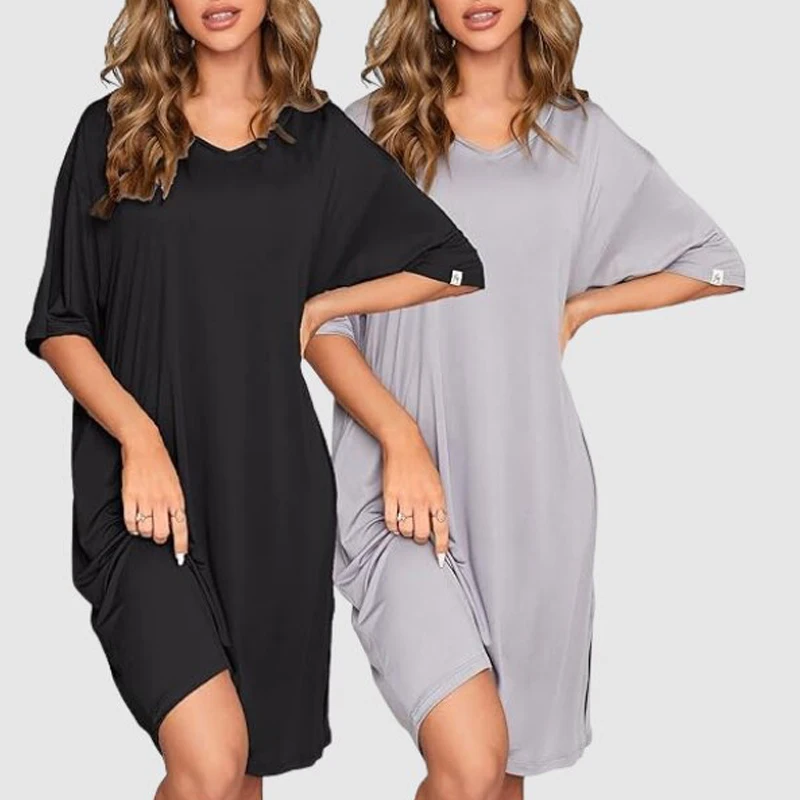 2024 Bamboo Summer Products Womens Summer Night Dresses For Woman Girls Nightgown