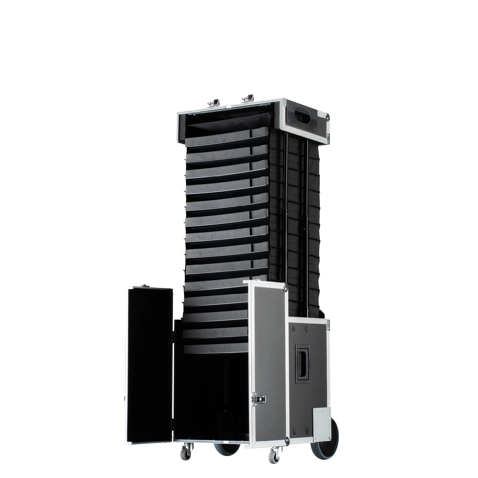 Pull up 77L folding optical frame storage glasses shipping boxes suitcase eyewear display case