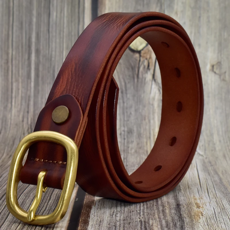 Women Fashion Buckle Full Grain Leather Ladies Slim vintage Belt