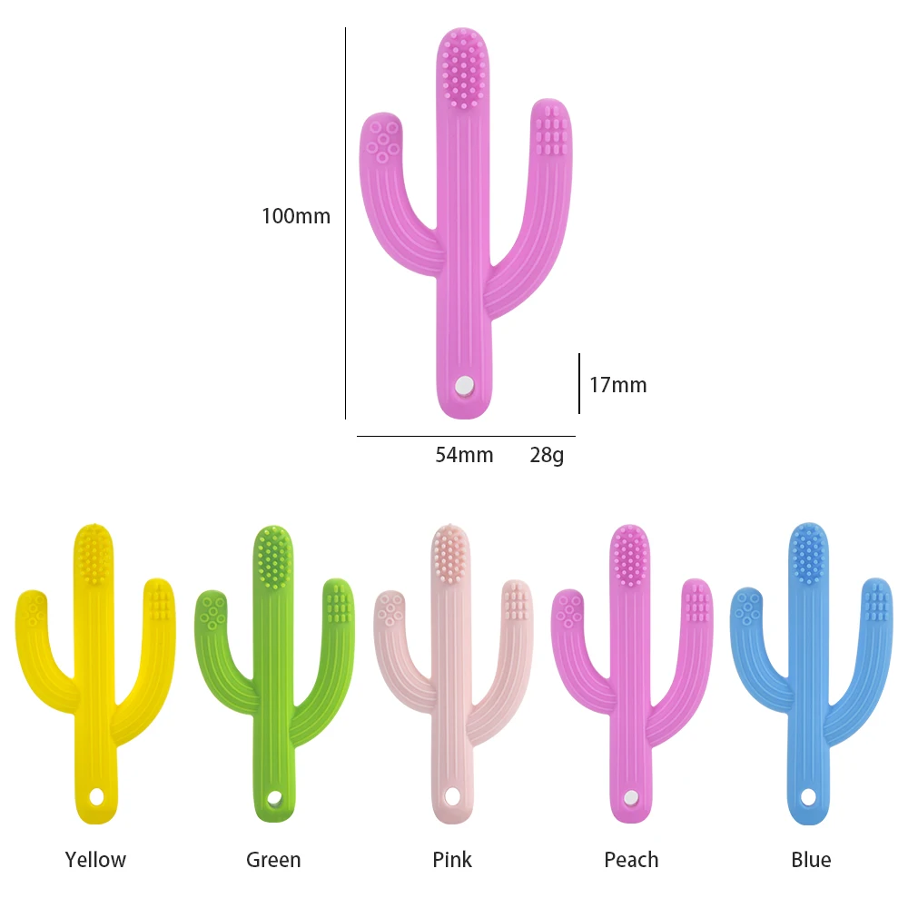 100% Food Grade BPA Free Cactus Shape Baby Chewable Teething Toys Toddle Teether Colorful Soft Silicone Teether