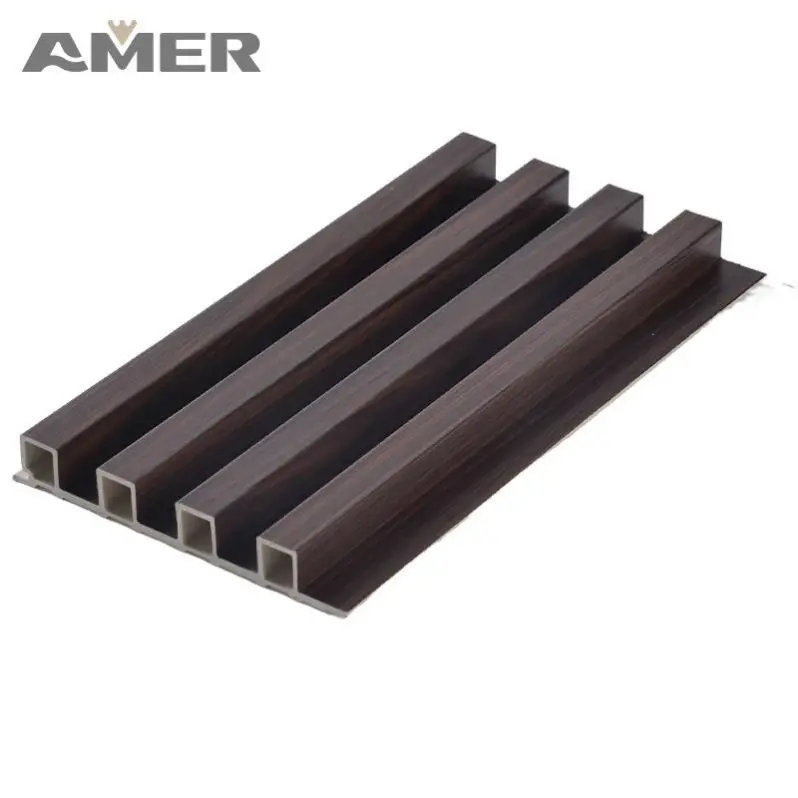 Amer Factory price Eco-friendly Fulted Wood Replacement Indoor Wpc Wall Panel Wood Alternatives For Decoration