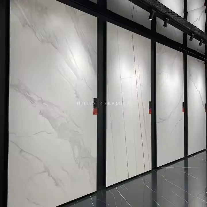 HILITE Foshan Sintered Stone Big Slab Wall Tiles Large Size Ceramics Book Match Marble Polished Glazed Porcelain Wall Tile