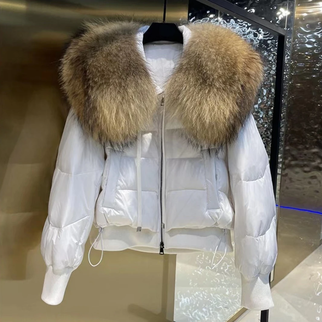 Factory Direct Goose Down Puffer Jacket For Women Big Raccoon Fur Collar Parka Winter Windproof Coat Hooded