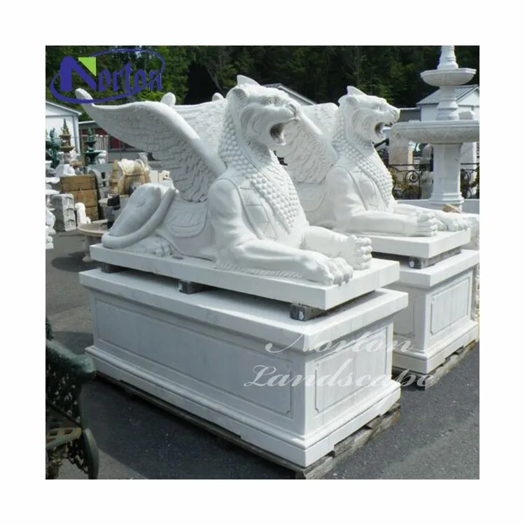 Norton Factory Custom Stone Carving Animal Sculpture Big White Marble Griffin Statue decoration