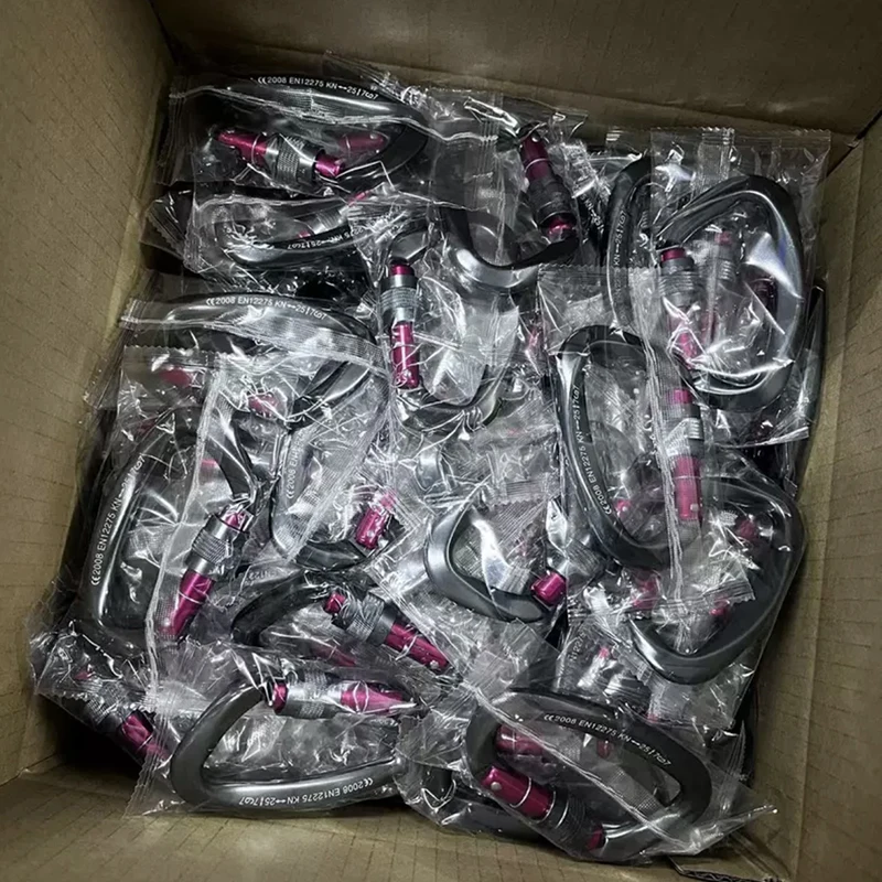 Factory Custom 25kn climbing hook keychain custom Aluminum D Shape Hammock Carabiner For Camping clip