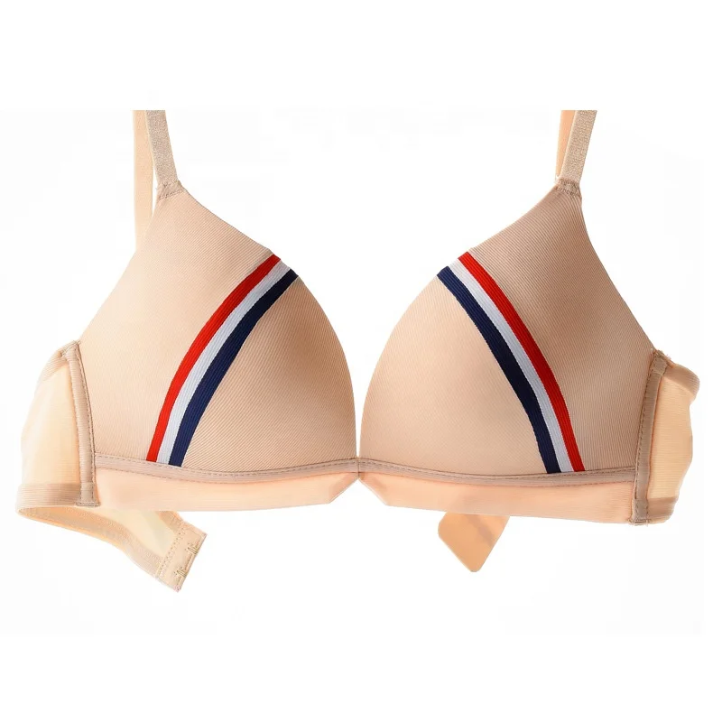 
New Style Ladies Under Garments Stripe Wireless Thin Cup Sexy Women Bras 