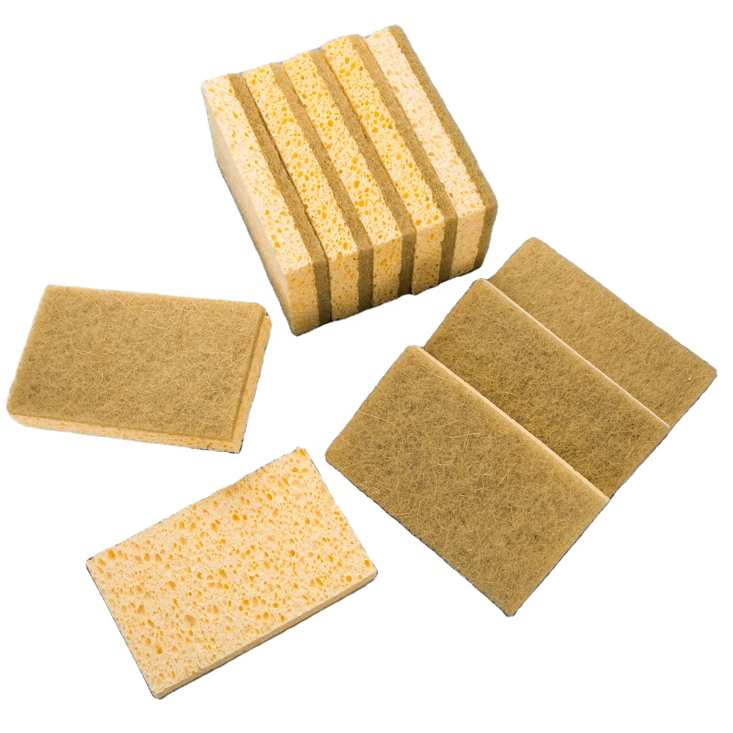 Eco Friendly Biodegradable Natural Fiber Dish Washing Pads Dish Kitchen Clean Washing Cleaning Wood Pulp Cotton Sponge