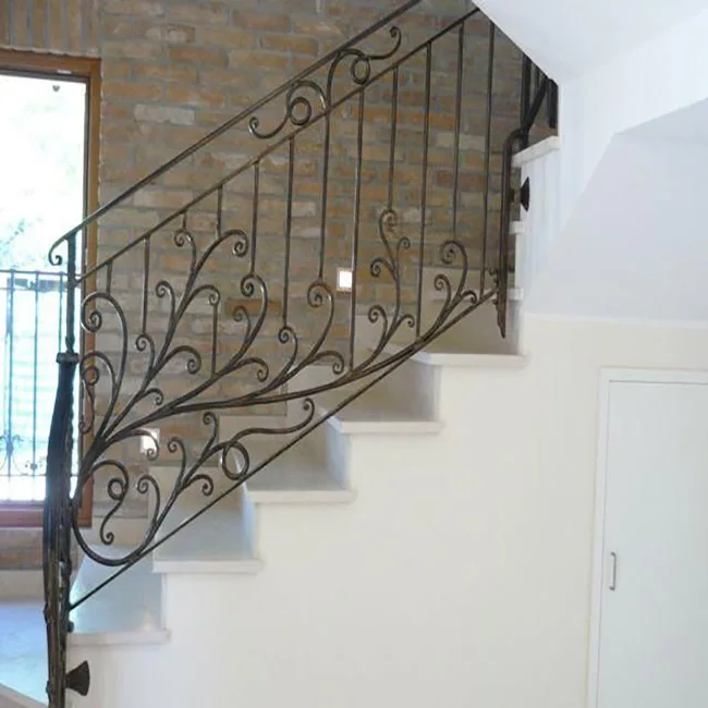 Classical Entrance Staircase Iron Railing Customized Interior Wrought Iron Balustrade Porch Handrail