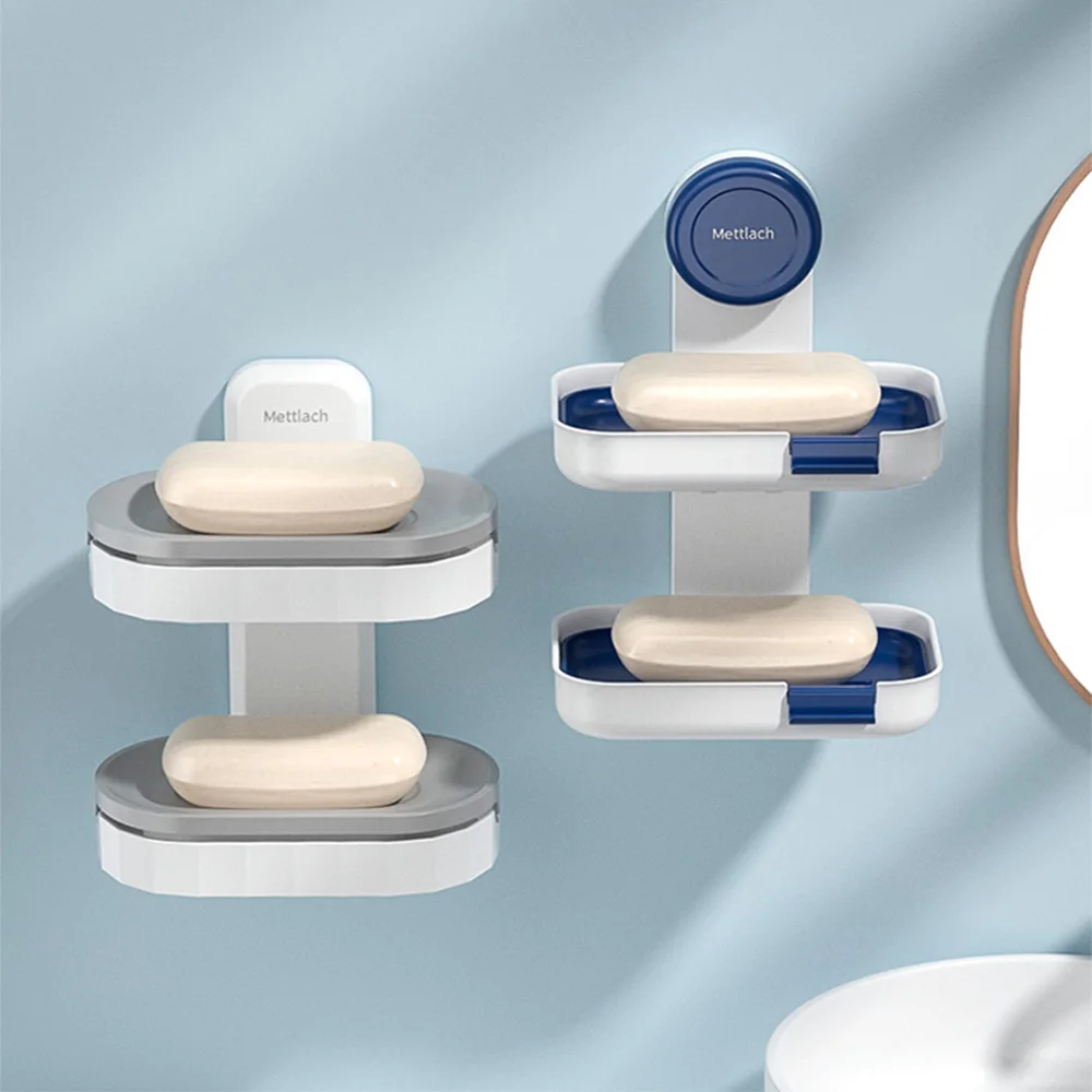 Soap Holder Soap Dish for Shower Suction Cup Wall Mounted NO-Drilling Self Draining Removable Waterproof Strong Vacuum Suction B