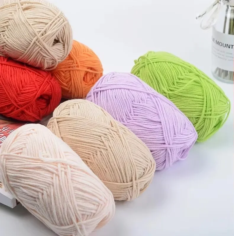 China Factory direct 50g Hand Knitting milk cotton yarn 100% Milk Combed Cotton Yarn for Crochet Baby Kids Sweater