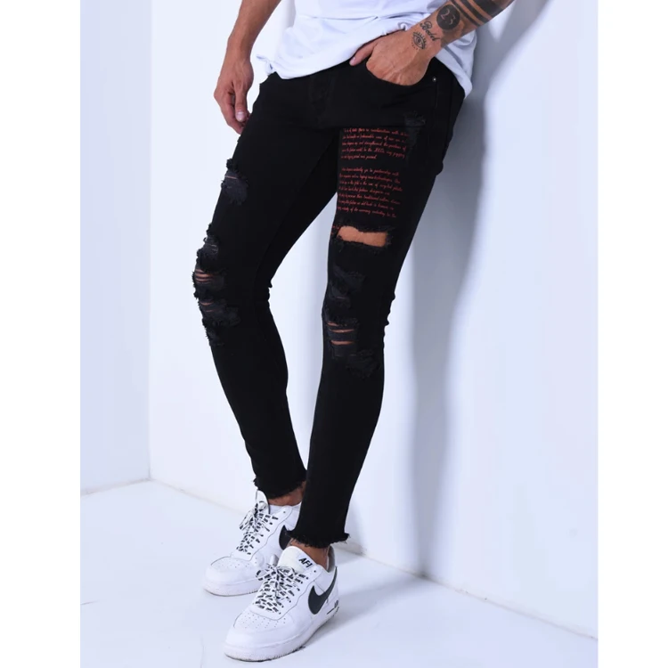
Custom Striped Men Jeans Vintage Blue Denim joggers Men Cargo Pockets Tape Jeans for Men 