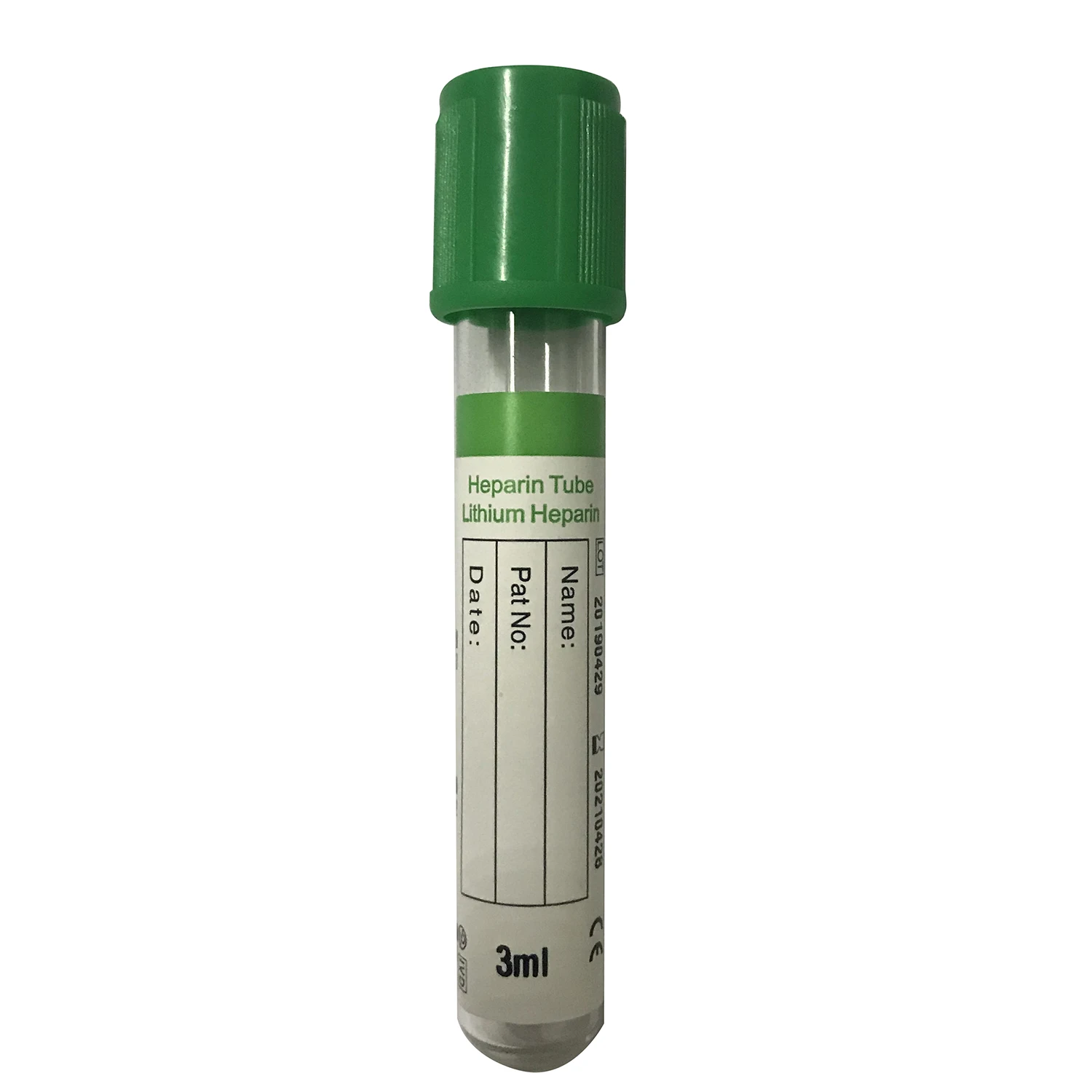 
Hot sale 5ml 6ml 7ml green glass plastic pet Heparin Tube blood test collection tubes 