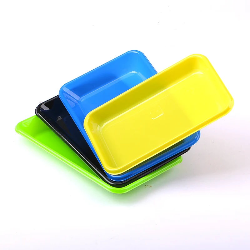 Colorful Disposable Plastic Food Packaging Flat Tray For Fruit Vegetable And Meat