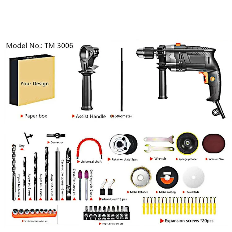 Professional 1100 watts 13mm High Quality Combo Electric Power Tools Set Corded AC Impact Drill