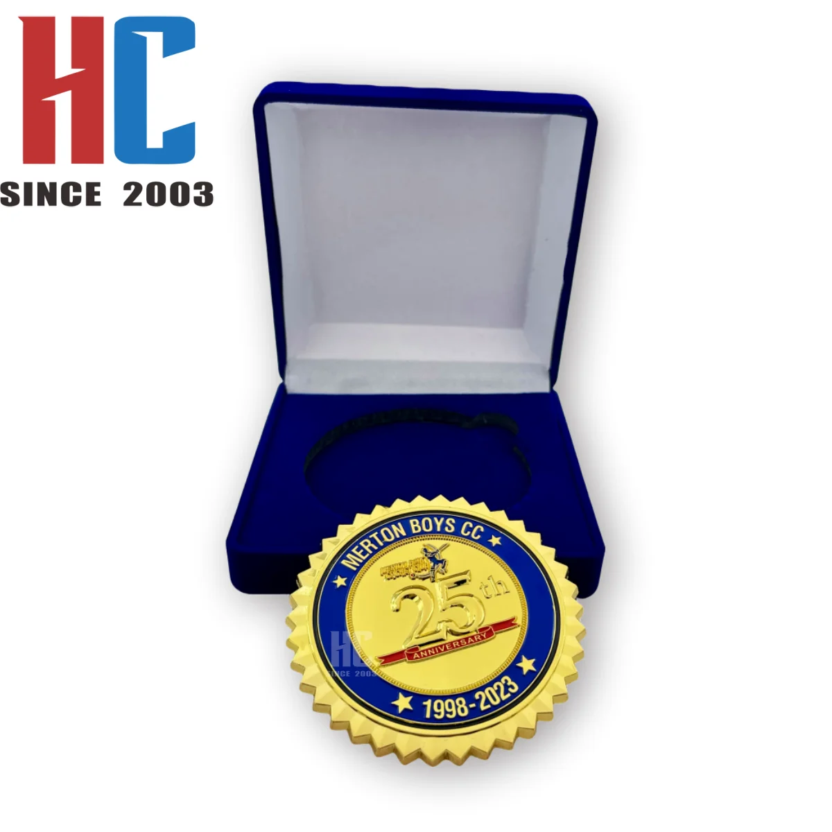 20 Years  Factory Custom Business Gifts logo challenge souvenir metal coin  gold plated with velvet box