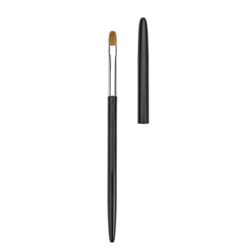 wholesale classic black metal handle kolinsky soft hair oval gel nail art brush with private paper box