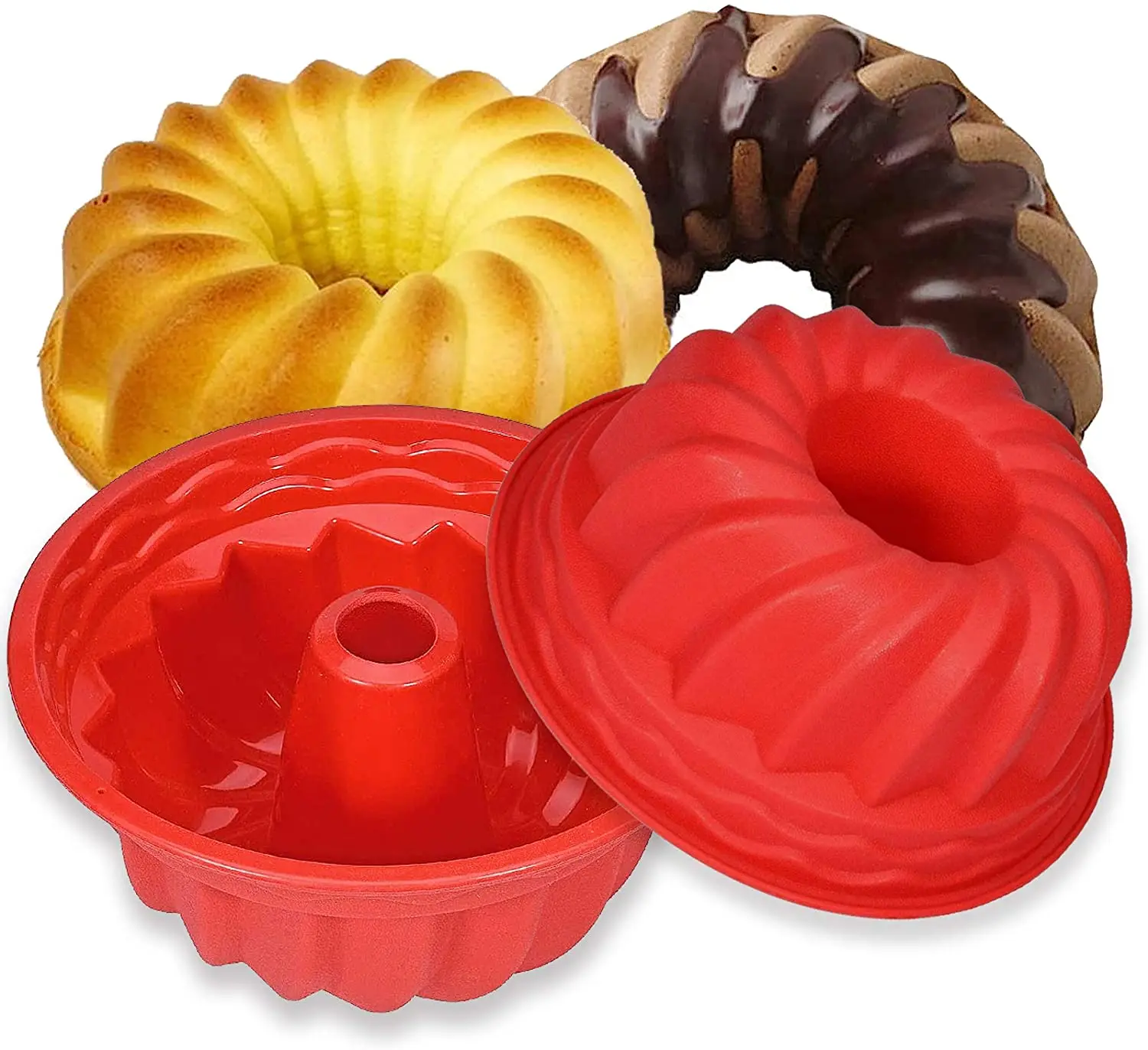 9.4 inch Giant Fluted Tube Silicone Baking Molds non stick Silicone Bundt cake Pan