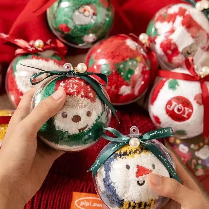 Unique Packaging Christmas gifts fluffy Santa Claus reindeer cozy women ladies home fleece slipper socks