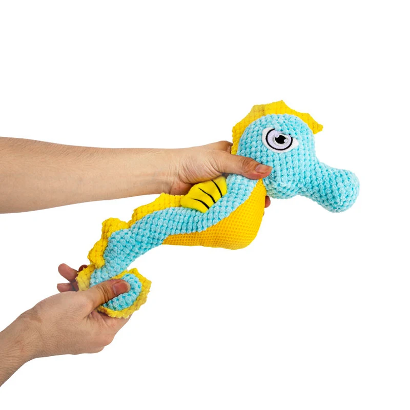 Sea Horse Interactive Custom Pet Doll Plush Squeaky Dog Chew Toys Small Medium Large Puppy Teeth Cleaning Durable Stuffed toy