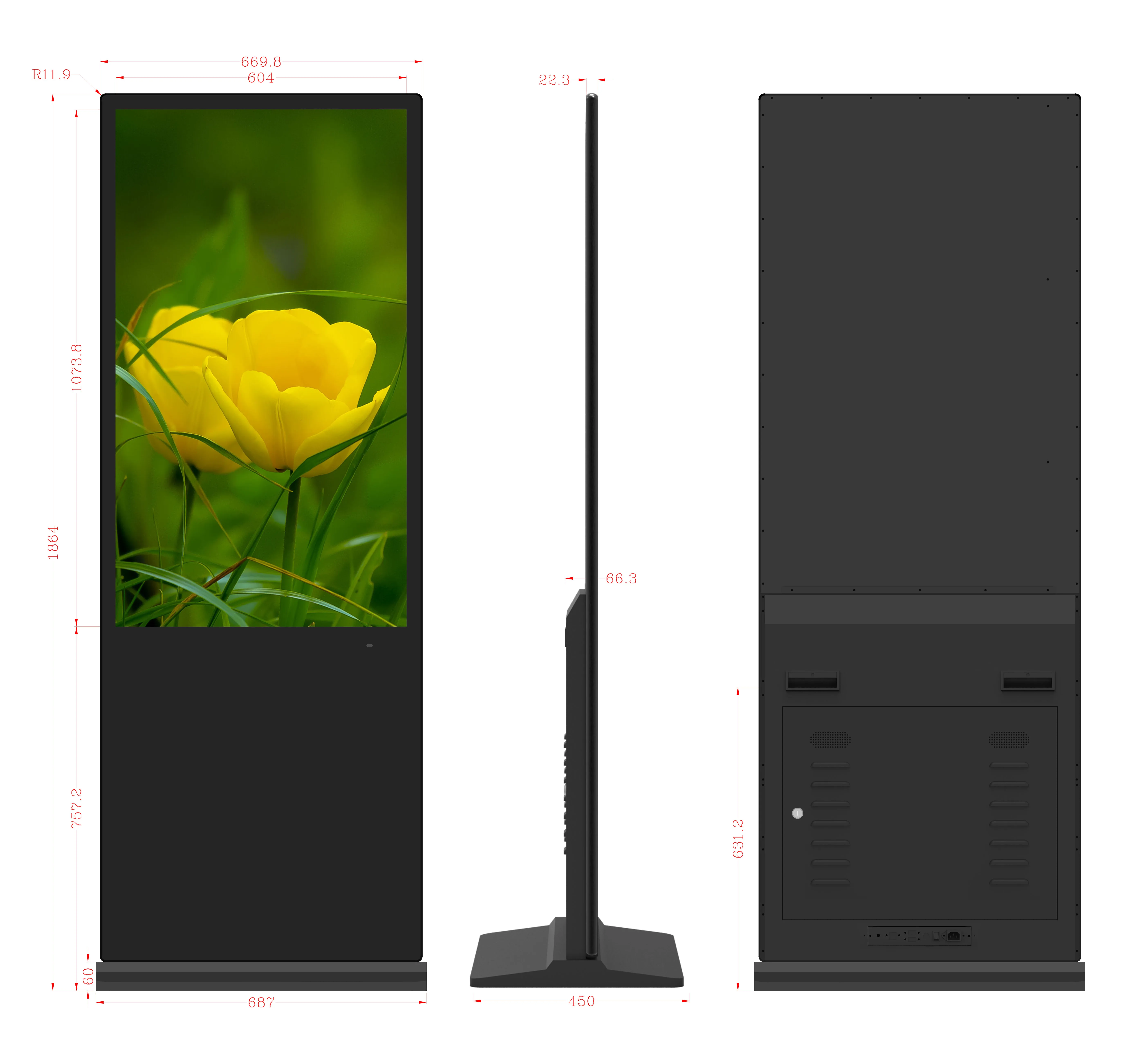 Floor-mounted LCD intelligent wall-mounted touch vertical advertising machine display Android touch screen all-in-one machine