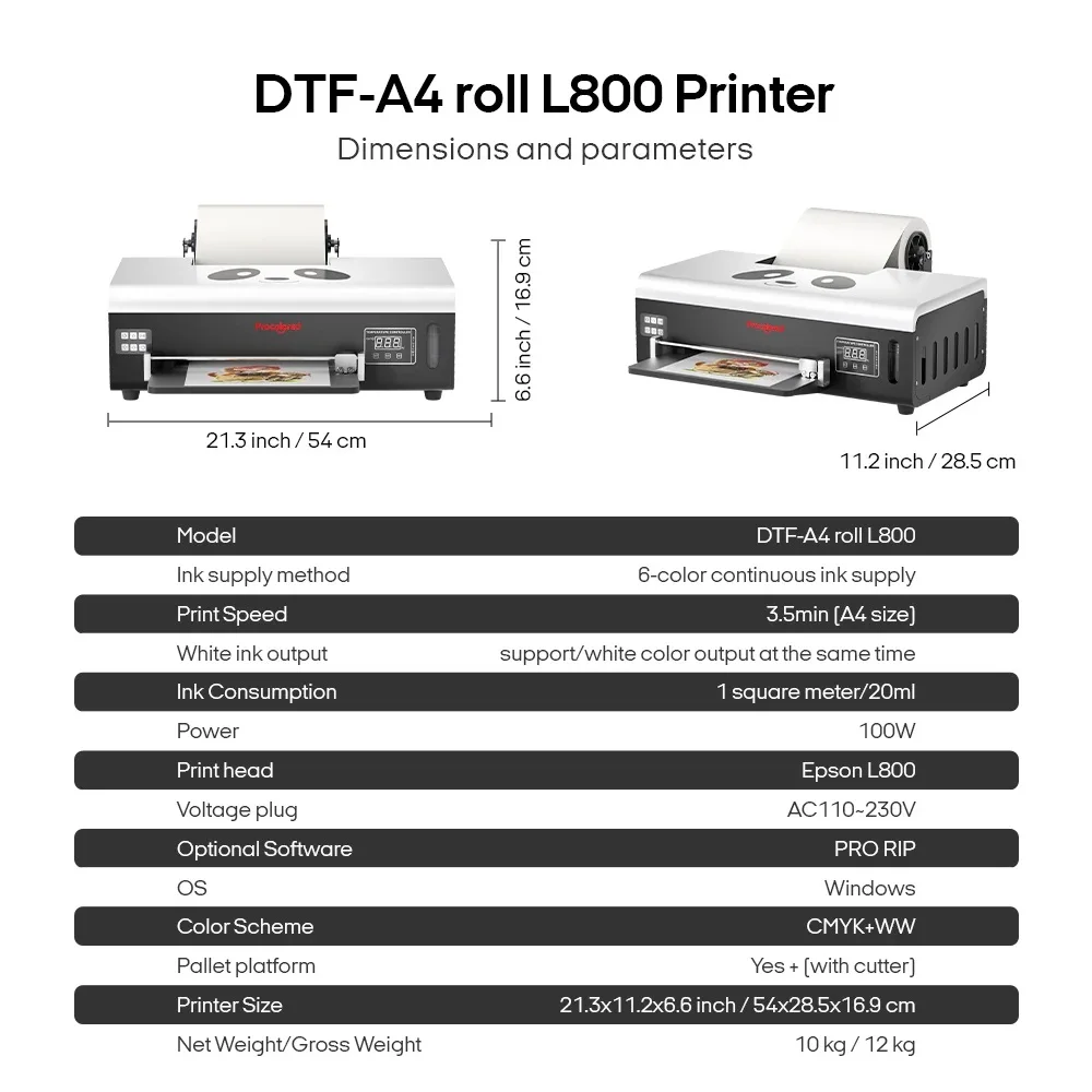 Бесплатная доставка в США Ll800 A4 A3 цветной Dtf принтер рулонная пленка Impresora печатная машина для футболок
