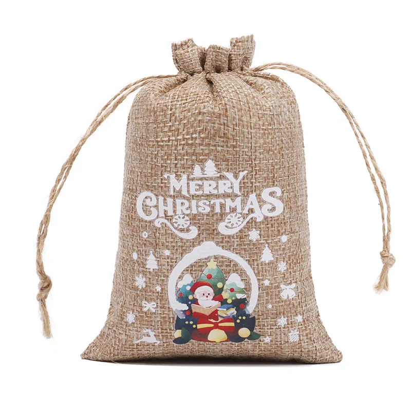 Customized Size Linen Jute Storage Drawstring Bag Cotton Linen Shopping Bags with Logo Pattern Organization On-the-go Shopping