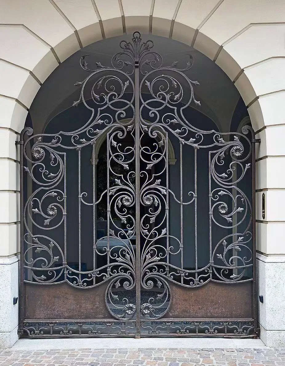 Luxury double house garden security grill design sliding swing iron gate driveway gate entrance main wrought iron gates designs