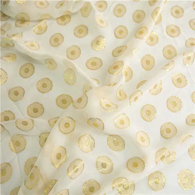 
silk gold metallic silk lurex jacquard fabric blend fabric stock goods dot design 