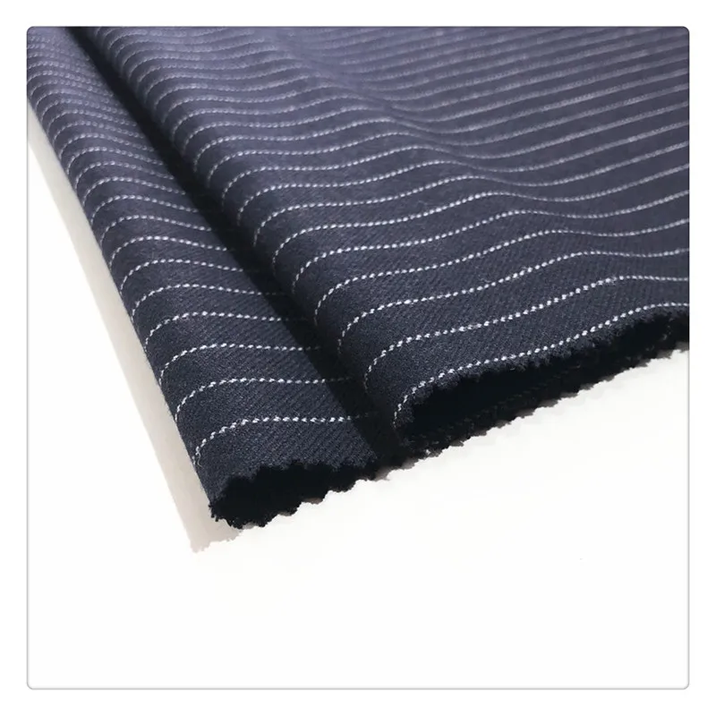 250gsm Plaid Woven Yarn-Dyed Malden Wool Fabric 30%Wool 20%Rayon 50%PolyesterSingel Sided Stripe Smooth Wool Fabric for Suit