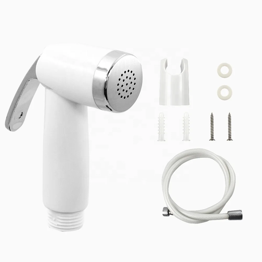 Wall Mounted muslim adjustable bathroom handheld travel  shattaf bidet white ABS plastic shattaf sprayer toilet