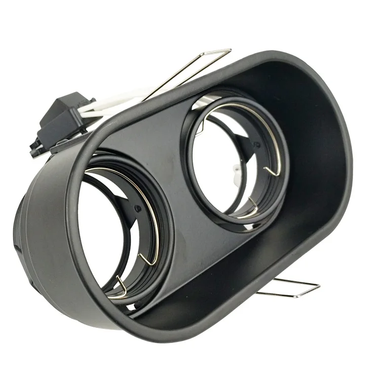 Simple Aluminum Directiononal Recessed Ceiling Double Head LED Spot Downlight Fitting GU10 MR16 Light Housing