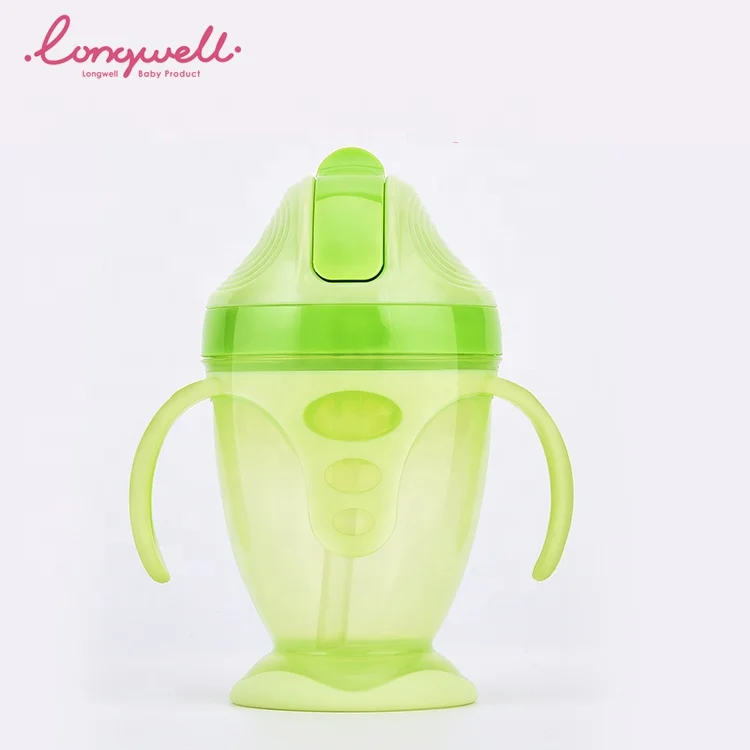 Чашки, бутылки для детей, оптовая продажа, не содержит Бисфенол А, чашка для тренировок, пластиковая трубочка, двойная ручка, OEM, Пользовательский логотип PP с силиконовым силиконом