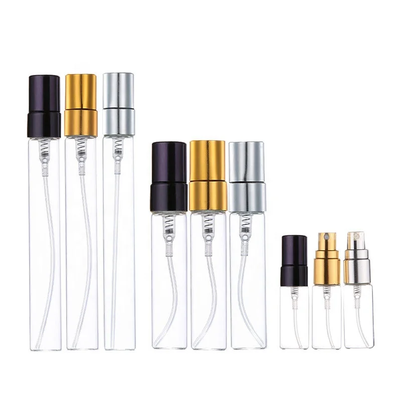 Mini clear round tester perfume sample glass vial sprayer tube bottle 2ml 3ml 5ml 10ml