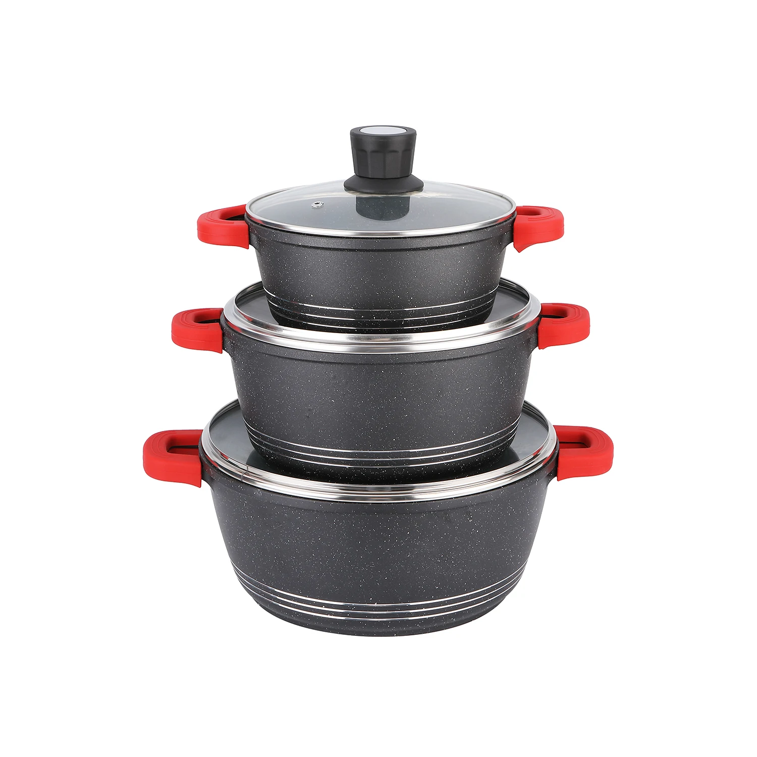 High Quality Wholesale Nonstick Cookware Ceramic Pan Sets with Soft Touch Handle Die Cast Kitchenware Set