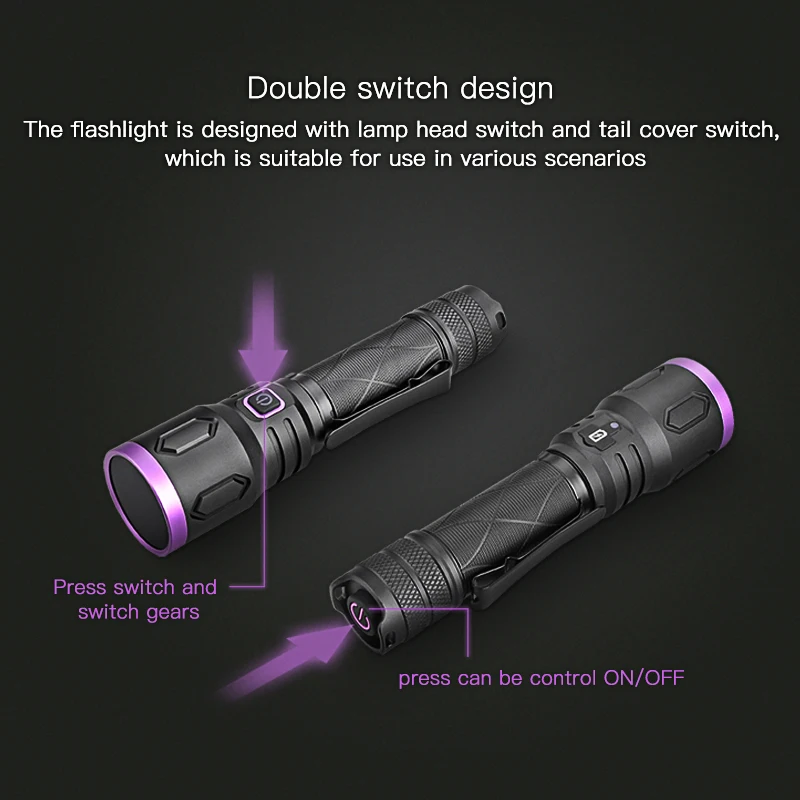 USB-C New forensic 8w 365nm nichia blacklight multi wavelength LED UV flashlight