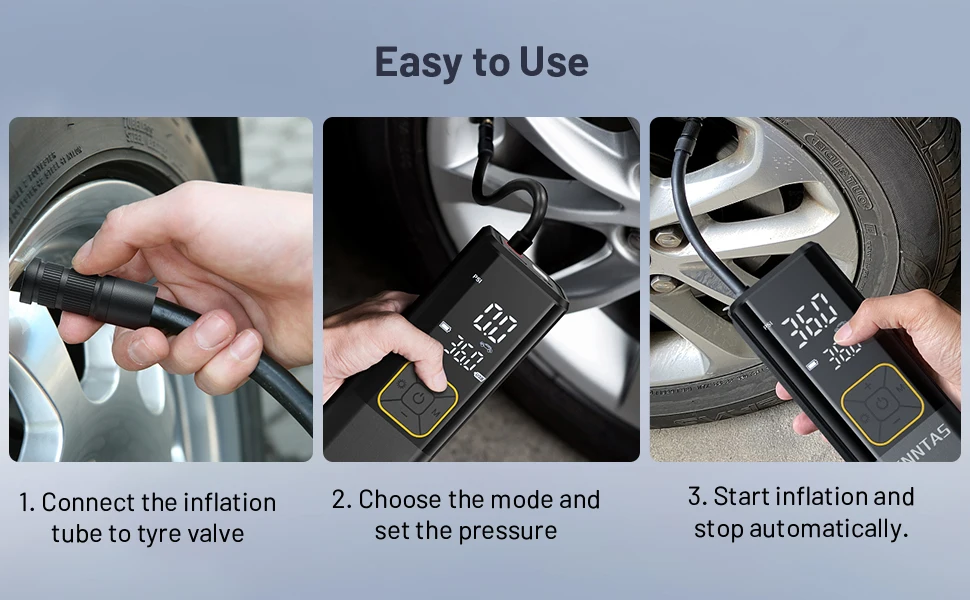 Source factory high power digital display portable automatic charging and stopping measuringpress automotive air pump compressor