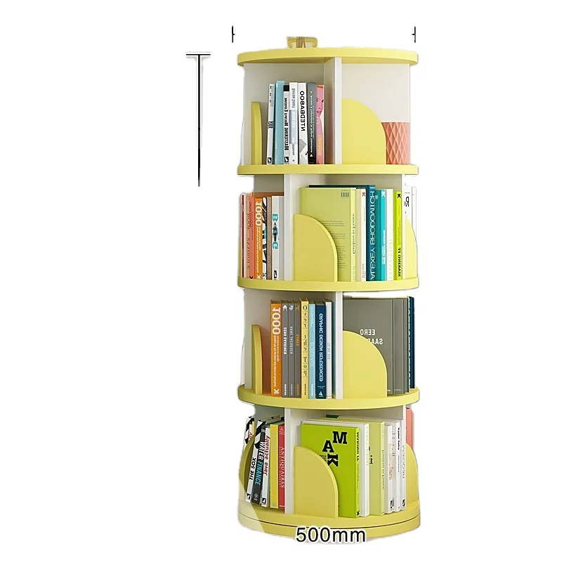 Children Home Living Room Wooden Rotate 360 Degrees Floor Standing Kids Book Shelf Rotating Bookcases Bookshelf