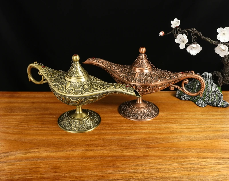SHINNYGIFTS Thanksgiving Gift Home Decoration Ornaments Metal Arabian Style Magic Lamp Aladdin Lamp