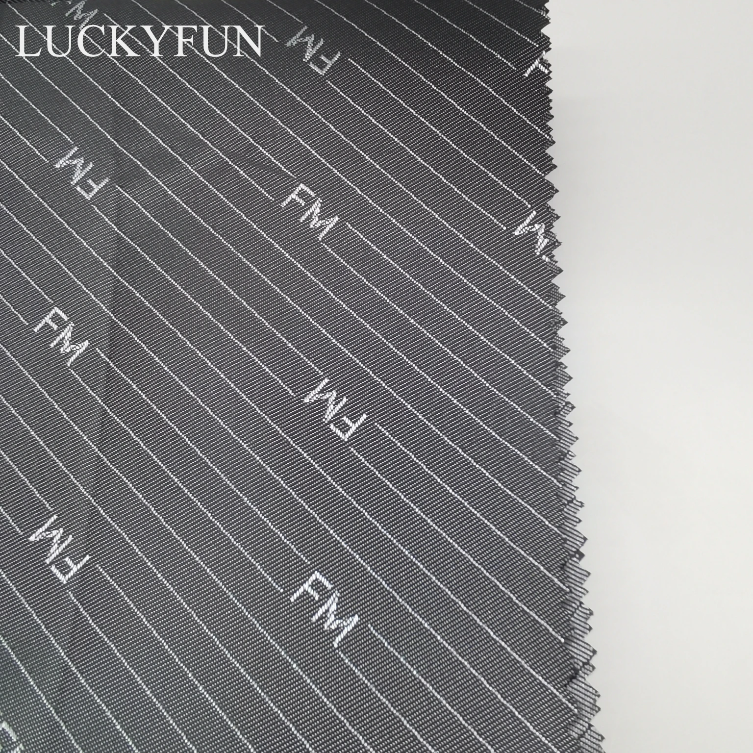 100% polyester jacquard FM letter cationic  luggage and clothes fabric with coated PU for Inner lining