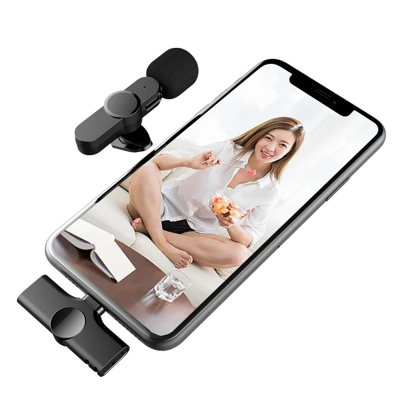 
2021 Newest High Quality Wireless Lapel Microphone Mini Mic with Collar Clip for iPhone for Tik tok Live Stream Video Recording 