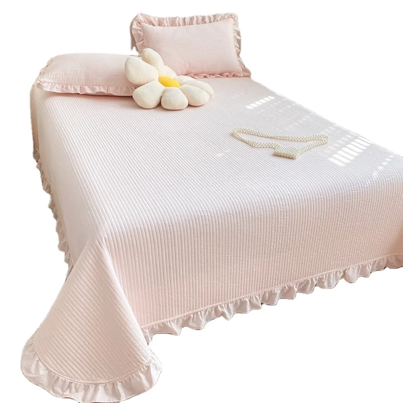 Macarone princess style 3 Pcs Bed linen  comfortable line Quilted Bed cover set