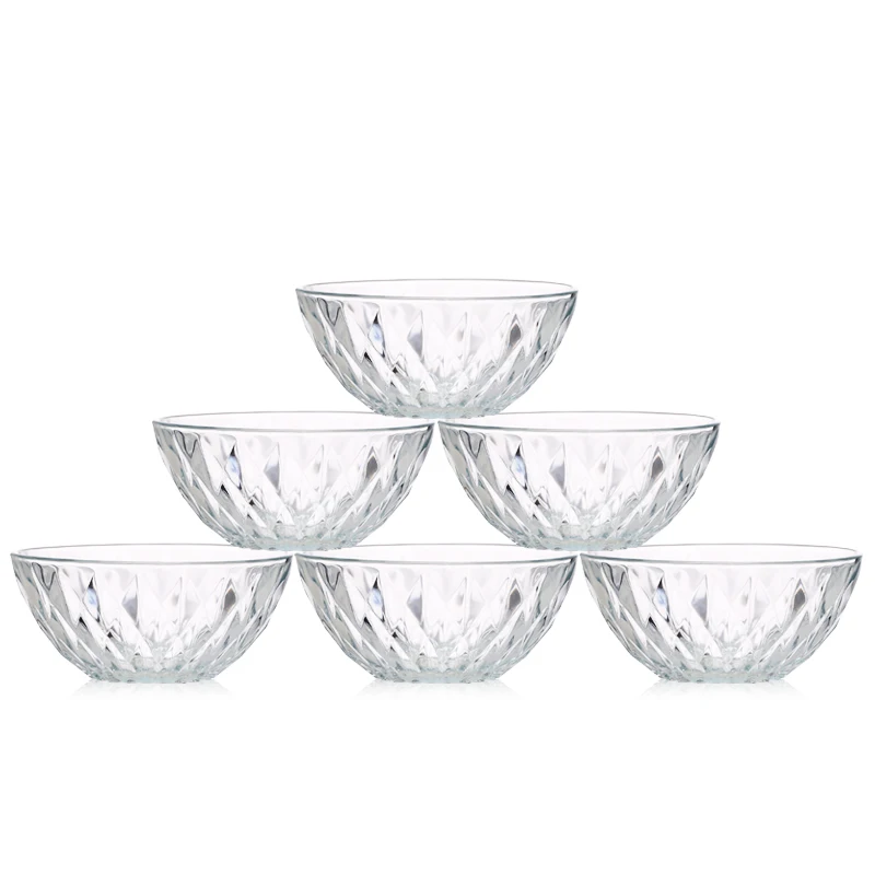 Wholesale diamond glass bowl plate set for kitchen