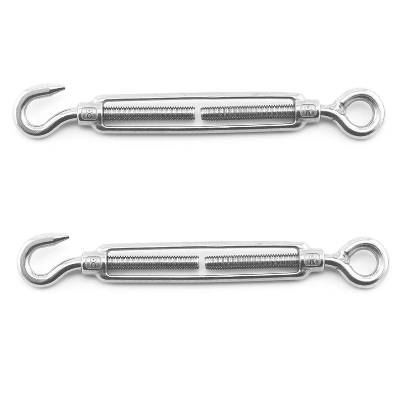 Heavy Duty Large Size Marine Stainless Steel 304 316 Double Hooks Open Body Turnbuckle Tensioner M2 M 24
