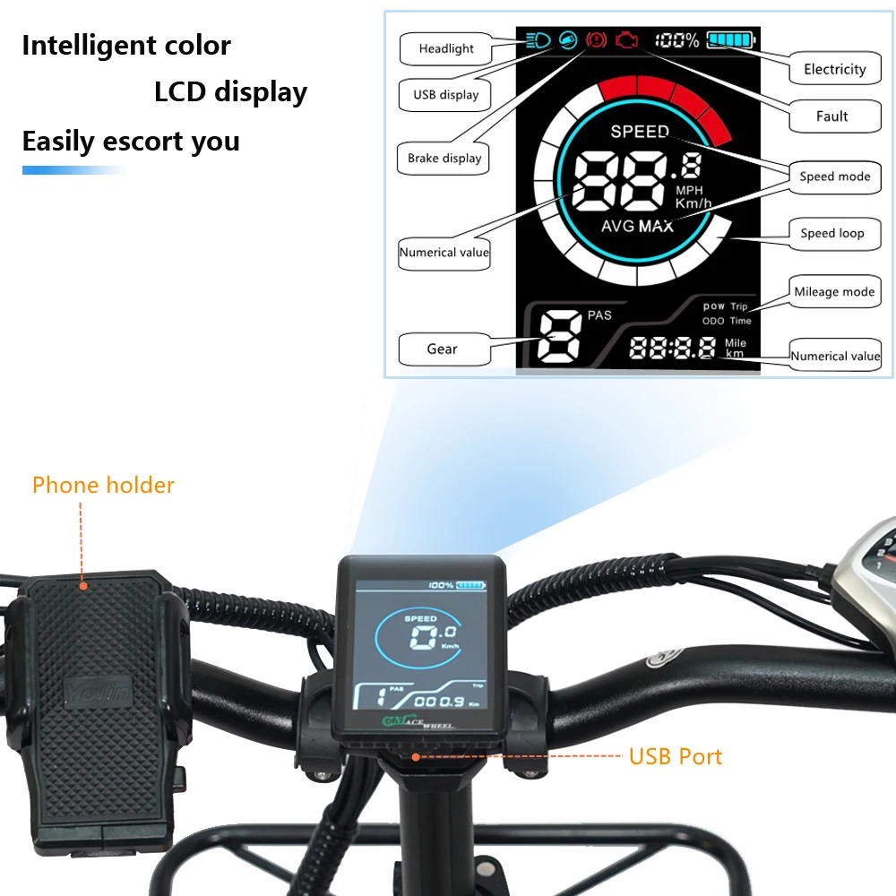 light weight aluminium alloy frame fat tire rear carrage battery 500w folding electric bike