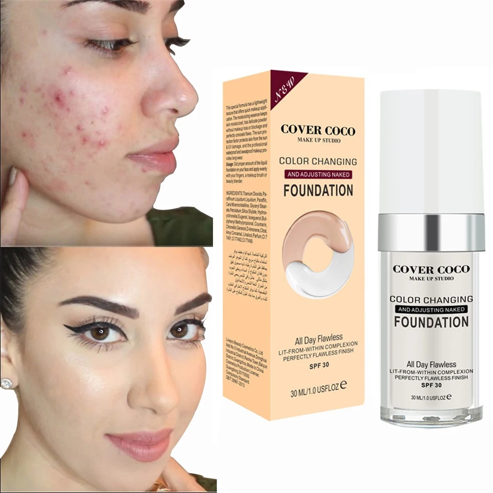 The temperature-changing complexion liquid foundation brightens and portable concealer is not easy to fade