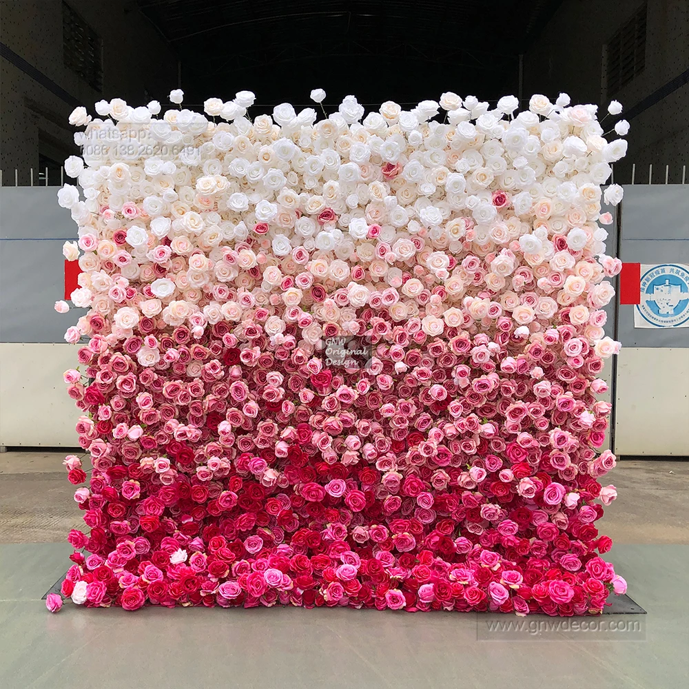 GNW floral wedding backdrop artificial roll up wall decoration backdrop curtain for wedding event
