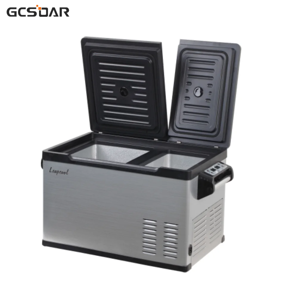 GCSOAR Dual Door LP-35G 30L C5H10/C-Pentane DC 12V/24V OR 110V-240V 45W Mini Portable 30L Car Refrigerator Freezer