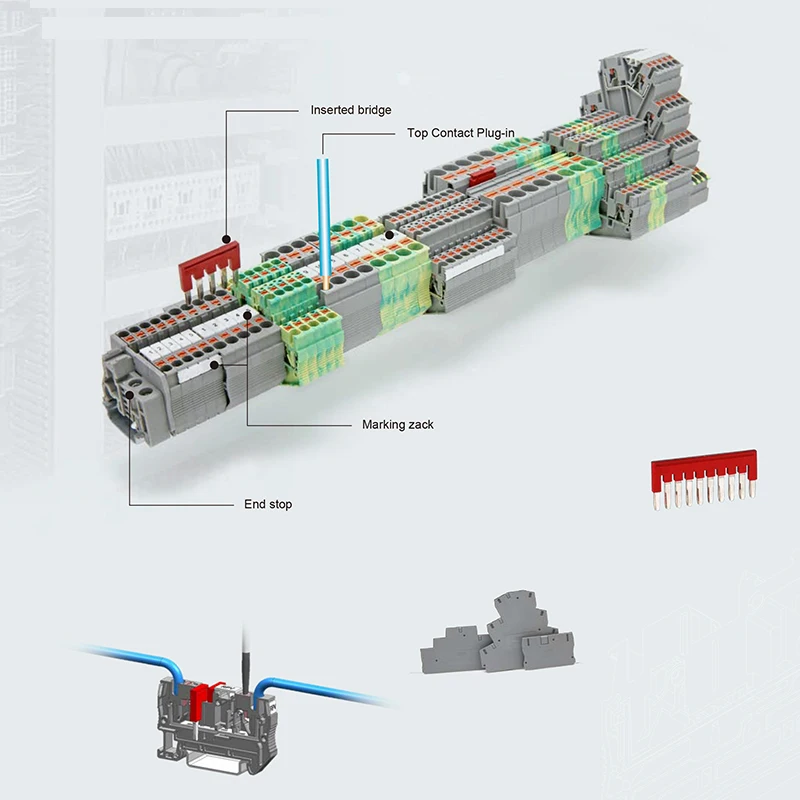 RPVTT4-PE 4 mm2 Spring Din Rail Mounted Terminal Block from Huntec CHIKU